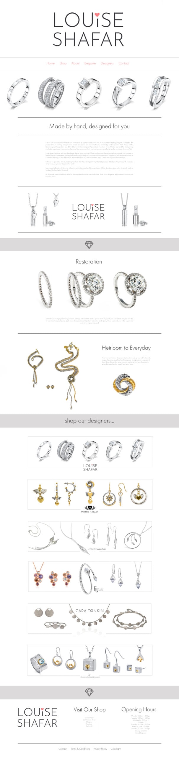 Louise Shafar Jewellery Website designed by Jade Starmore